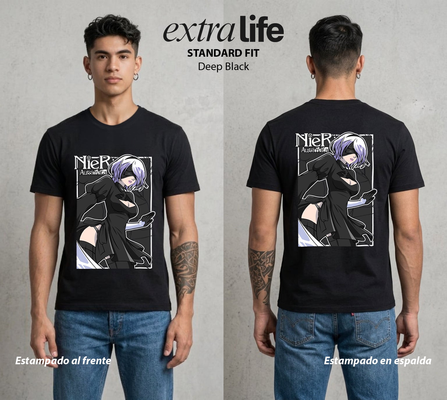 El Mundo Post-Apocaliptico | La Androide del Fin #02964 - Playera Standard Fit | Deep Black - Foto en modelo