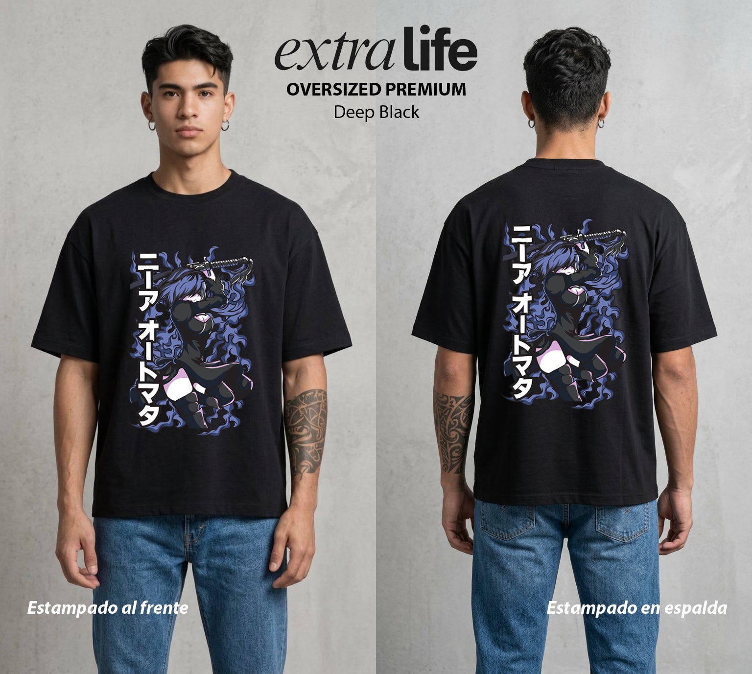 El Mundo Post-Apocaliptico | El Androide del Cosmos #02965 - Playera Oversized Premium | Deep Black - Foto en modelo