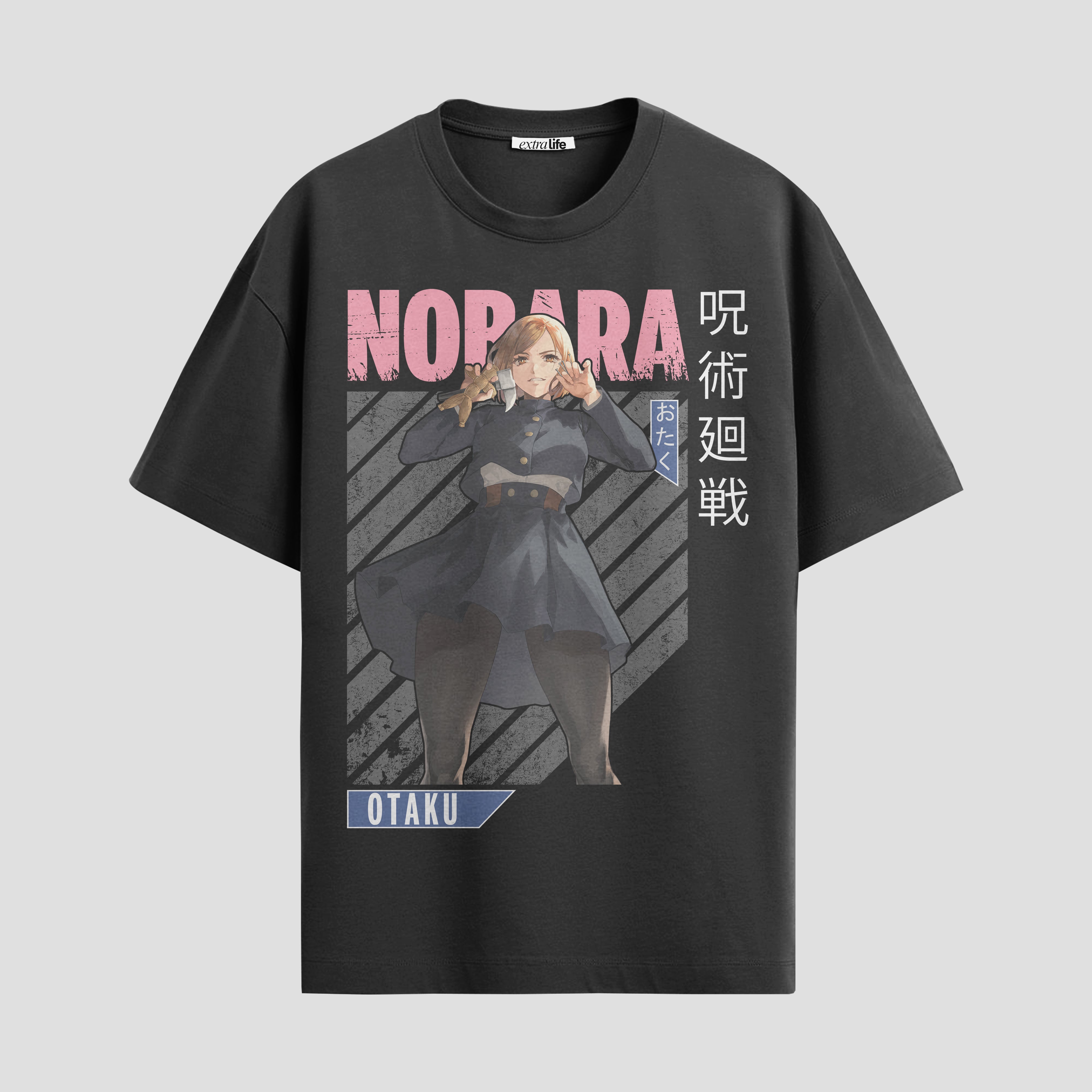 Playera urbana de anime y gaming ExtraLife MX, corte Standard Fit unisex ligero y transpirable en color Deep Black y Pure White, ropa de uso diario para gym y casual.