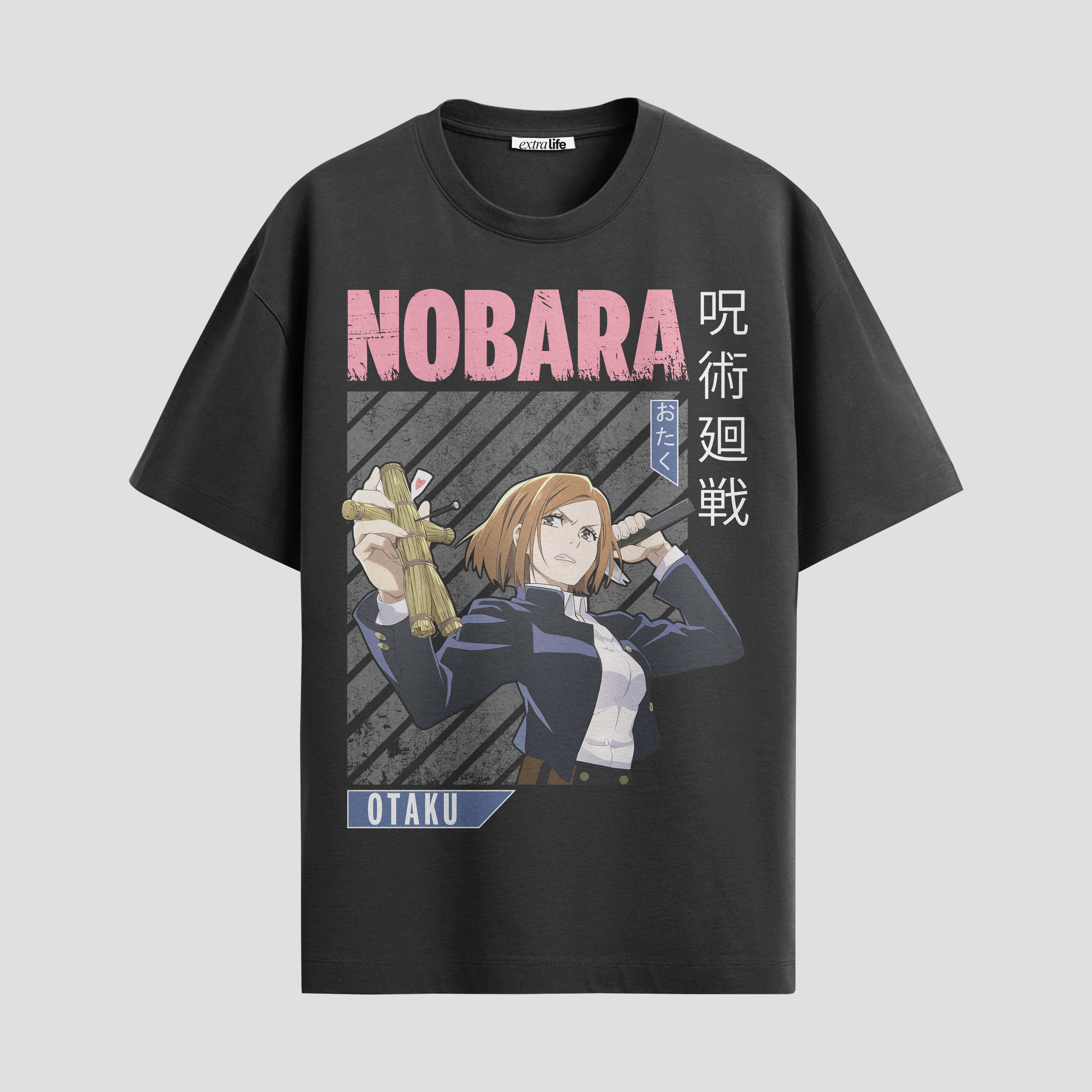 Playera urbana de anime y gaming ExtraLife MX, corte Standard Fit unisex ligero y transpirable en color Deep Black y Pure White, ropa de uso diario para gym y casual.