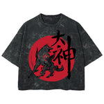 Playera streetwear premium de anime y gaming ExtraLife MX, corte boxy deluxe mineral wash heavyweight en color Acid Wash, moda urbana mexicana de culto.