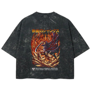 Playera streetwear premium de anime y gaming ExtraLife MX, corte boxy deluxe mineral wash heavyweight en color Acid Wash, moda urbana mexicana de culto.