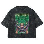 Playera streetwear premium de anime y gaming ExtraLife MX, corte boxy deluxe mineral wash heavyweight en color Acid Wash, moda urbana mexicana de culto.
