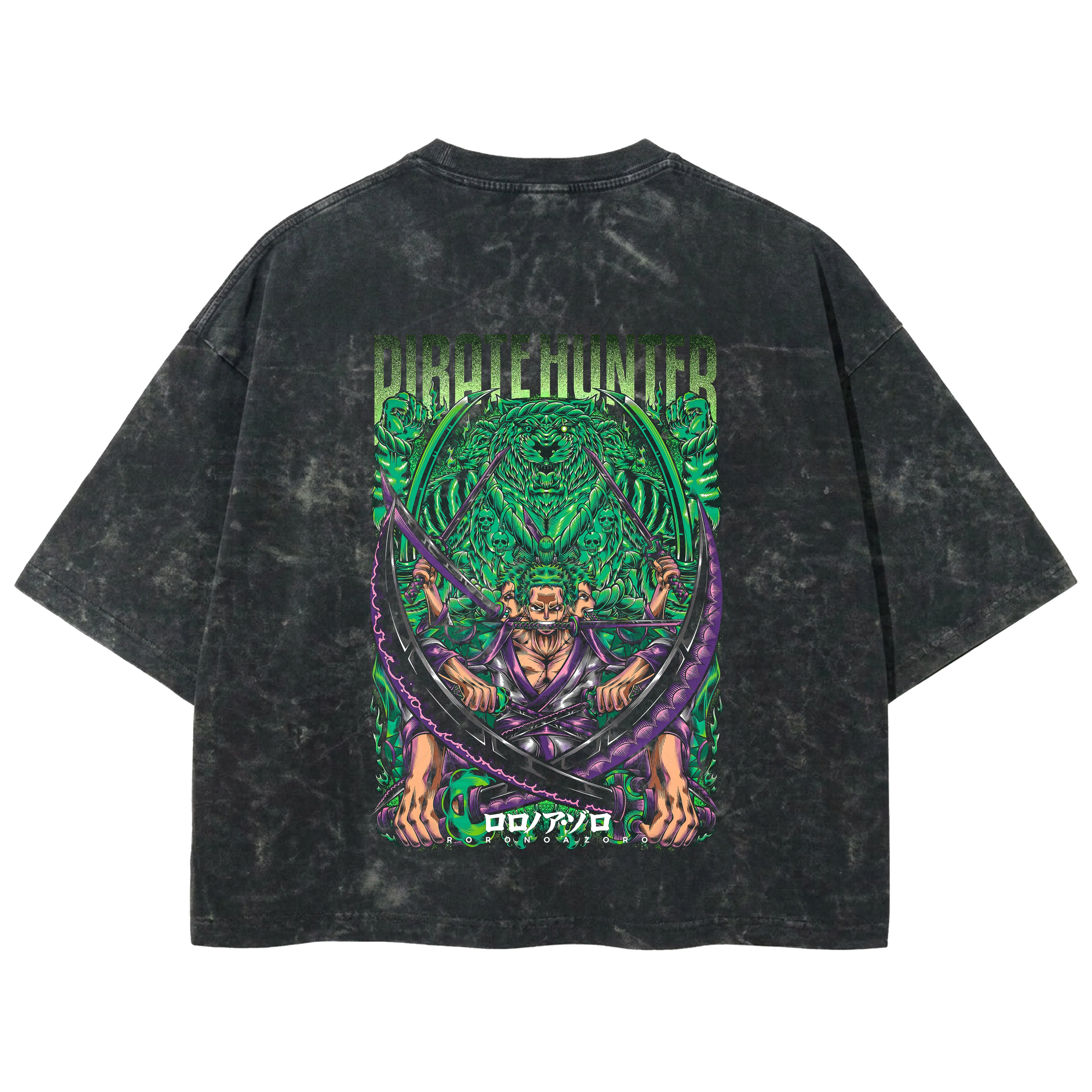 Playera streetwear premium de anime y gaming ExtraLife MX, corte boxy deluxe mineral wash heavyweight en color Acid Wash, moda urbana mexicana de culto.