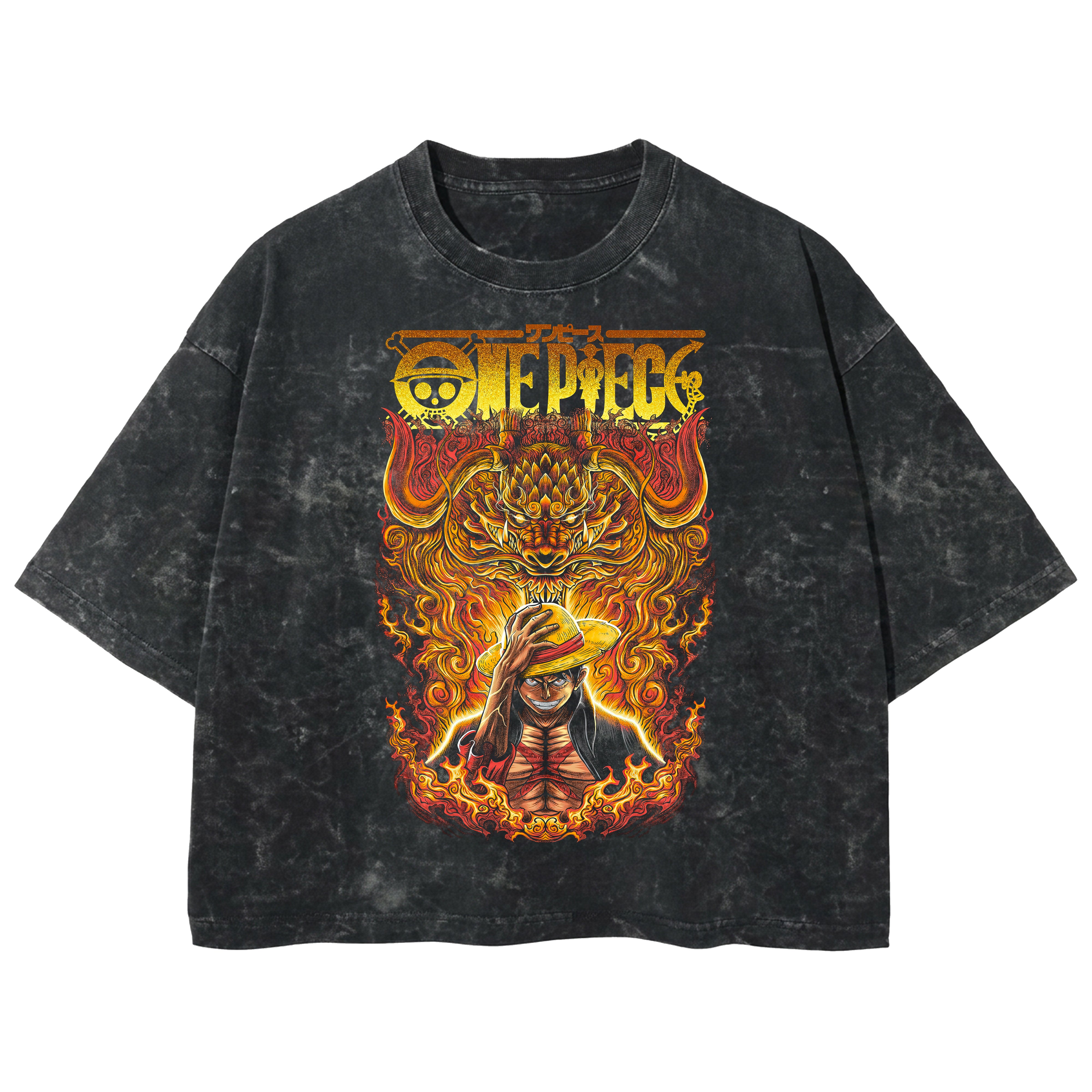 Playera streetwear premium de anime y gaming ExtraLife MX, corte boxy deluxe mineral wash heavyweight en color Acid Wash, moda urbana mexicana de culto.