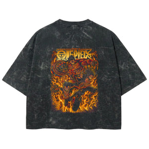 Playera streetwear premium de anime y gaming ExtraLife MX, corte boxy deluxe mineral wash heavyweight en color Acid Wash, moda urbana mexicana de culto.