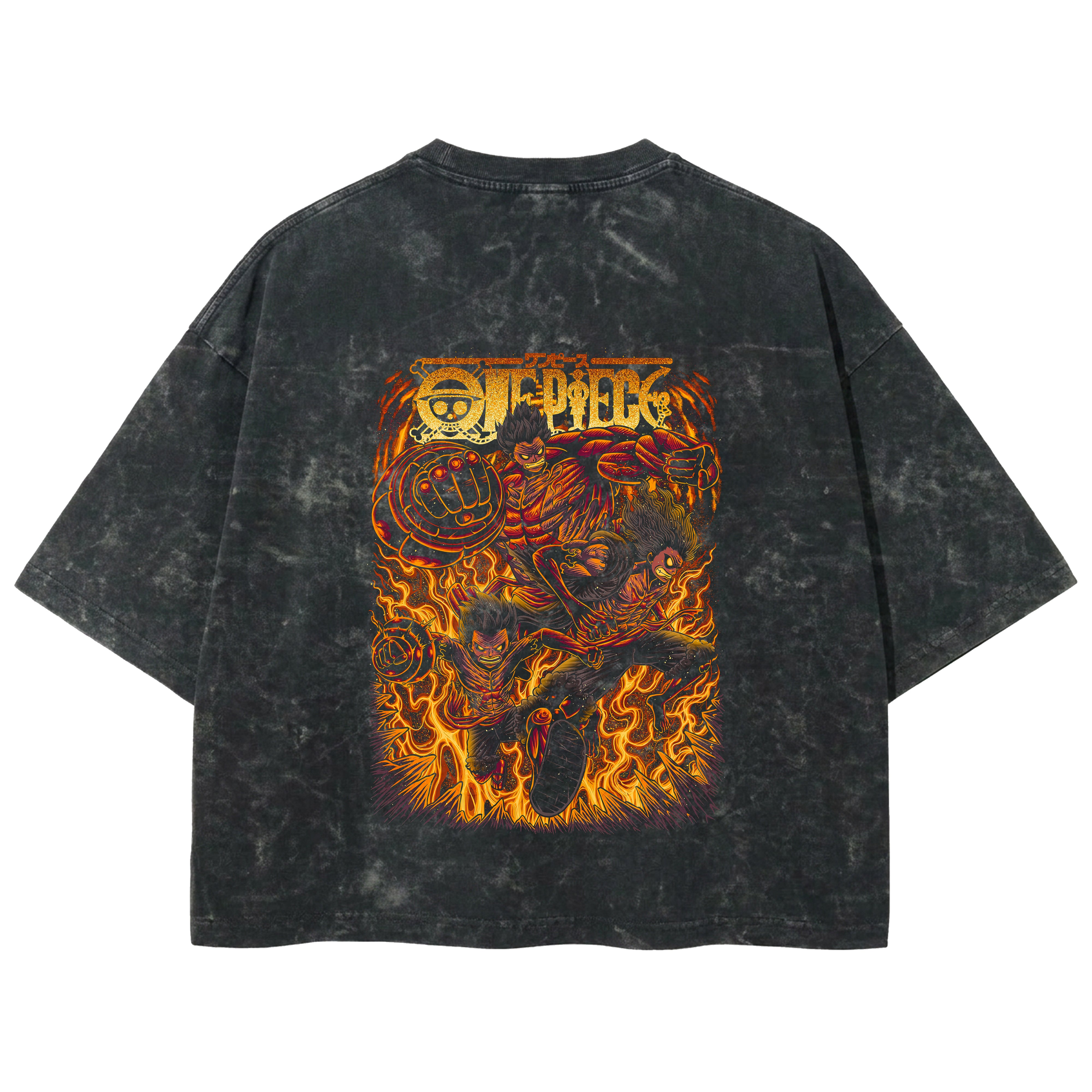 Playera streetwear premium de anime y gaming ExtraLife MX, corte boxy deluxe mineral wash heavyweight en color Acid Wash, moda urbana mexicana de culto.