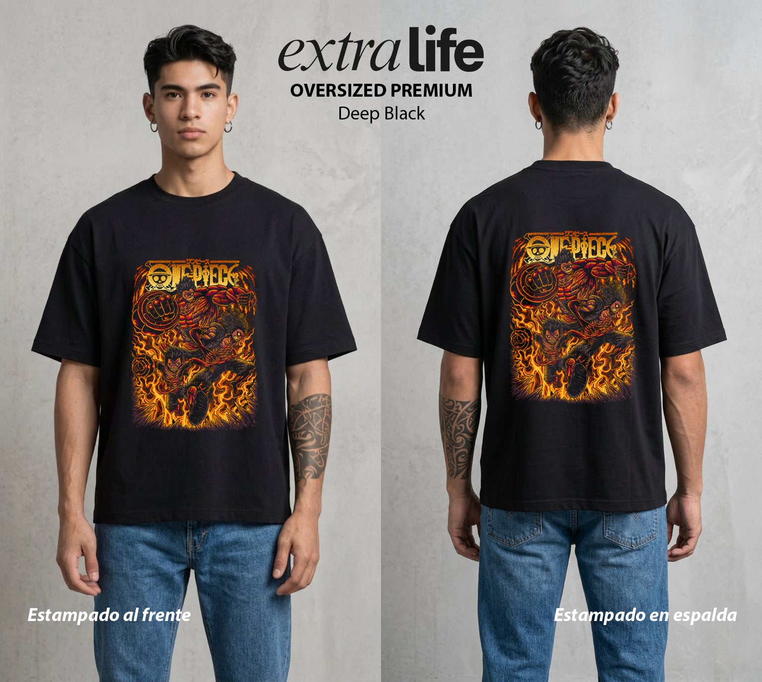 Mar de los Piratas | El Gran Tesoro del Mar #02981 - Playera Oversized Premium | Deep Black - Foto en modelo