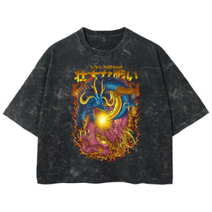 Playera streetwear premium de anime y gaming ExtraLife MX, corte boxy deluxe mineral wash heavyweight en color Acid Wash, moda urbana mexicana de culto.