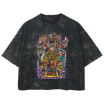 Playera streetwear premium de anime y gaming ExtraLife MX, corte boxy deluxe mineral wash heavyweight en color Acid Wash, moda urbana mexicana de culto.