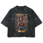 Playera streetwear premium de anime y gaming ExtraLife MX, corte boxy deluxe mineral wash heavyweight en color Acid Wash, moda urbana mexicana de culto.