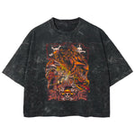 Playera streetwear premium de anime y gaming ExtraLife MX, corte boxy deluxe mineral wash heavyweight en color Acid Wash, moda urbana mexicana de culto.