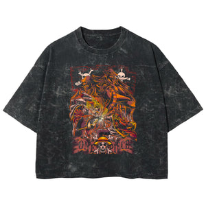 Playera streetwear premium de anime y gaming ExtraLife MX, corte boxy deluxe mineral wash heavyweight en color Acid Wash, moda urbana mexicana de culto.