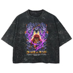Playera streetwear premium de anime y gaming ExtraLife MX, corte boxy deluxe mineral wash heavyweight en color Acid Wash, moda urbana mexicana de culto.