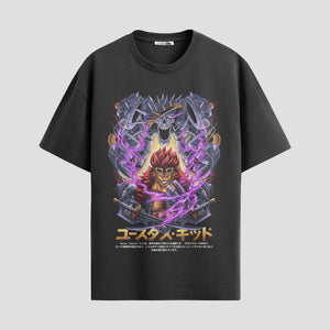 Playera urbana de anime y gaming ExtraLife MX, corte Standard Fit unisex ligero y transpirable en color Deep Black y Pure White, ropa de uso diario para gym y casual.