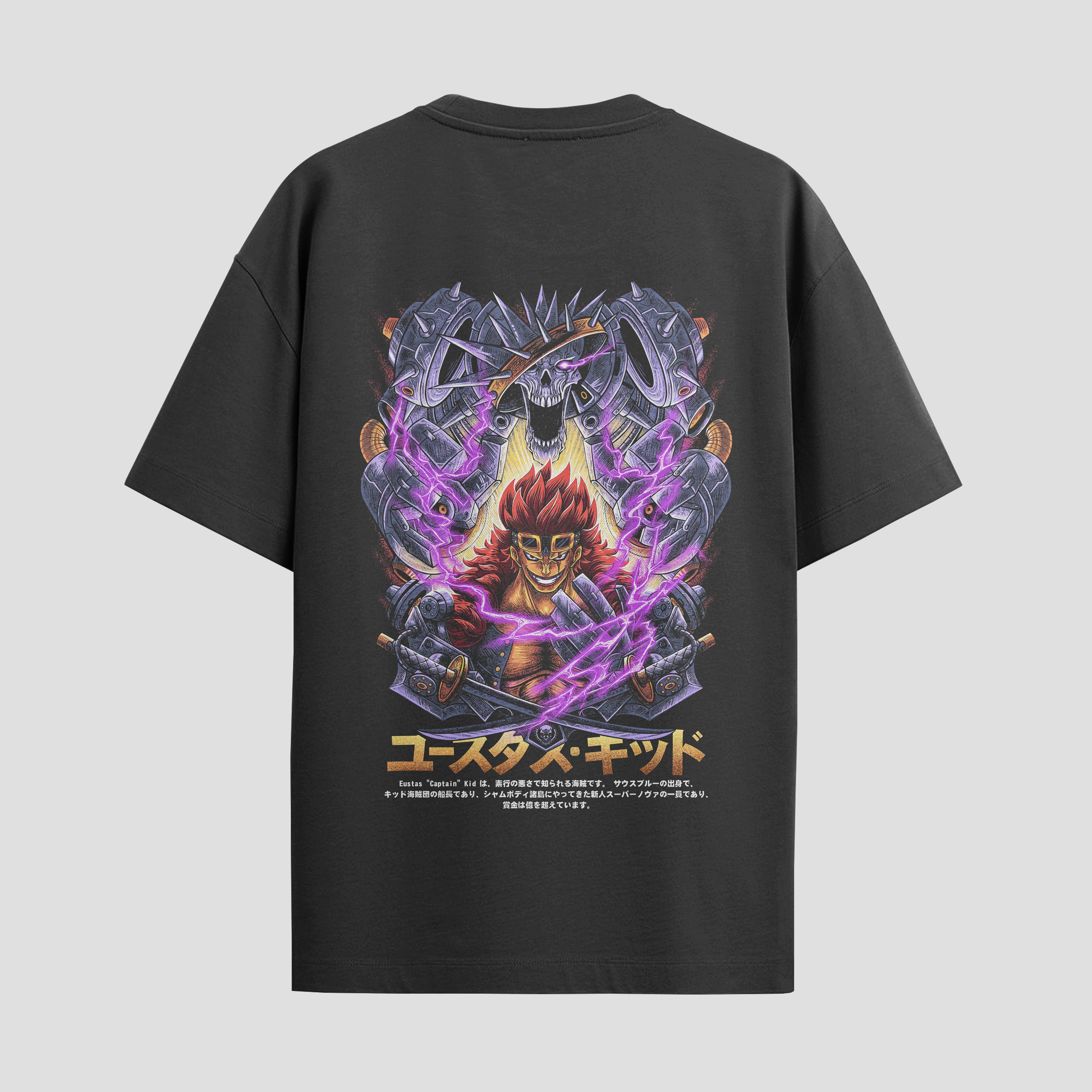 Playera urbana de anime y gaming ExtraLife MX, corte Standard Fit unisex ligero y transpirable en color Deep Black y Pure White, ropa de uso diario para gym y casual.