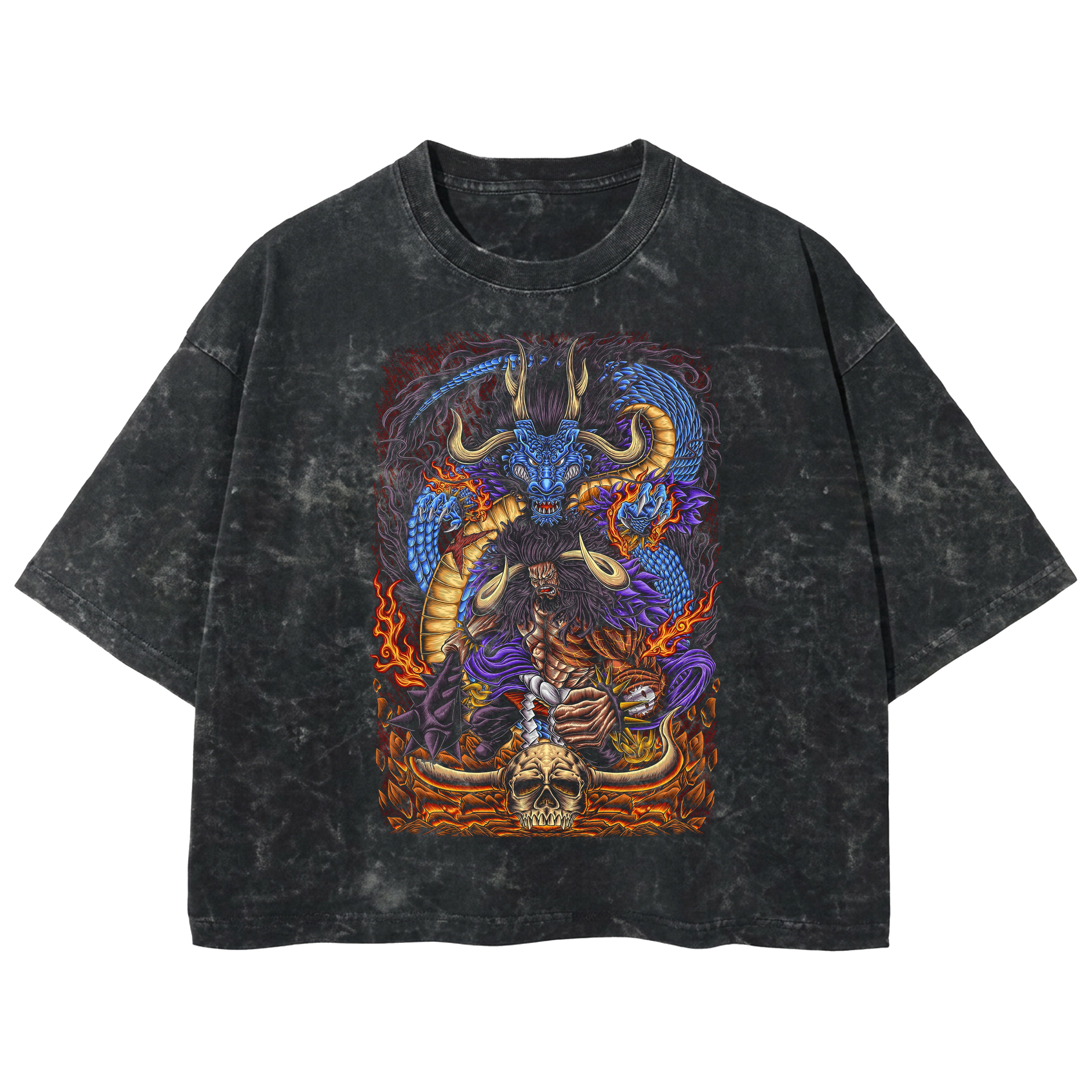 Playera streetwear premium de anime y gaming ExtraLife MX, corte boxy deluxe mineral wash heavyweight en color Acid Wash, moda urbana mexicana de culto.