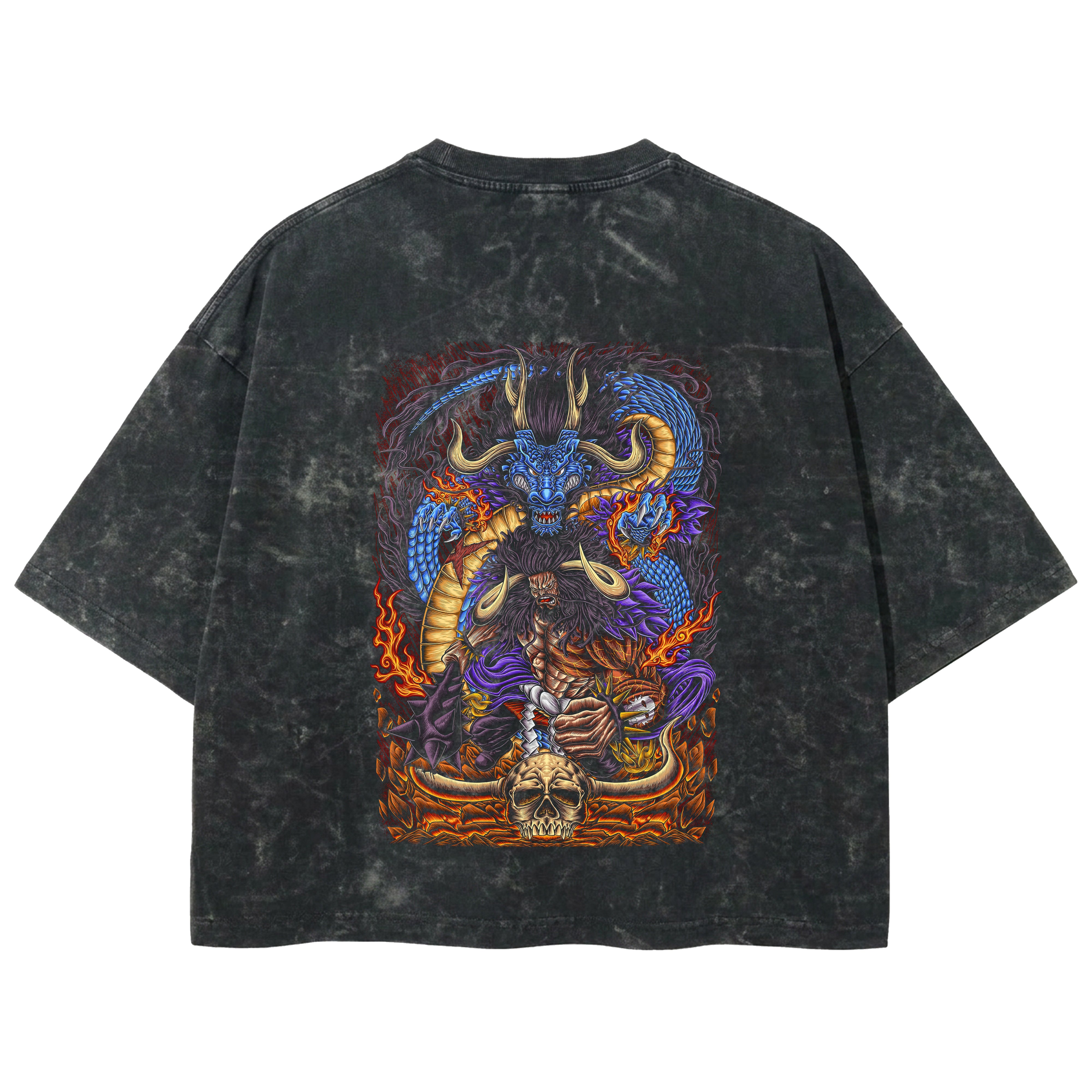Playera streetwear premium de anime y gaming ExtraLife MX, corte boxy deluxe mineral wash heavyweight en color Acid Wash, moda urbana mexicana de culto.
