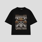 Playera streetwear premium de anime y gaming ExtraLife MX, corte oversized drop shoulder ligero y fresco en color Deep Black y Off-White, moda urbana mexicana de culto.