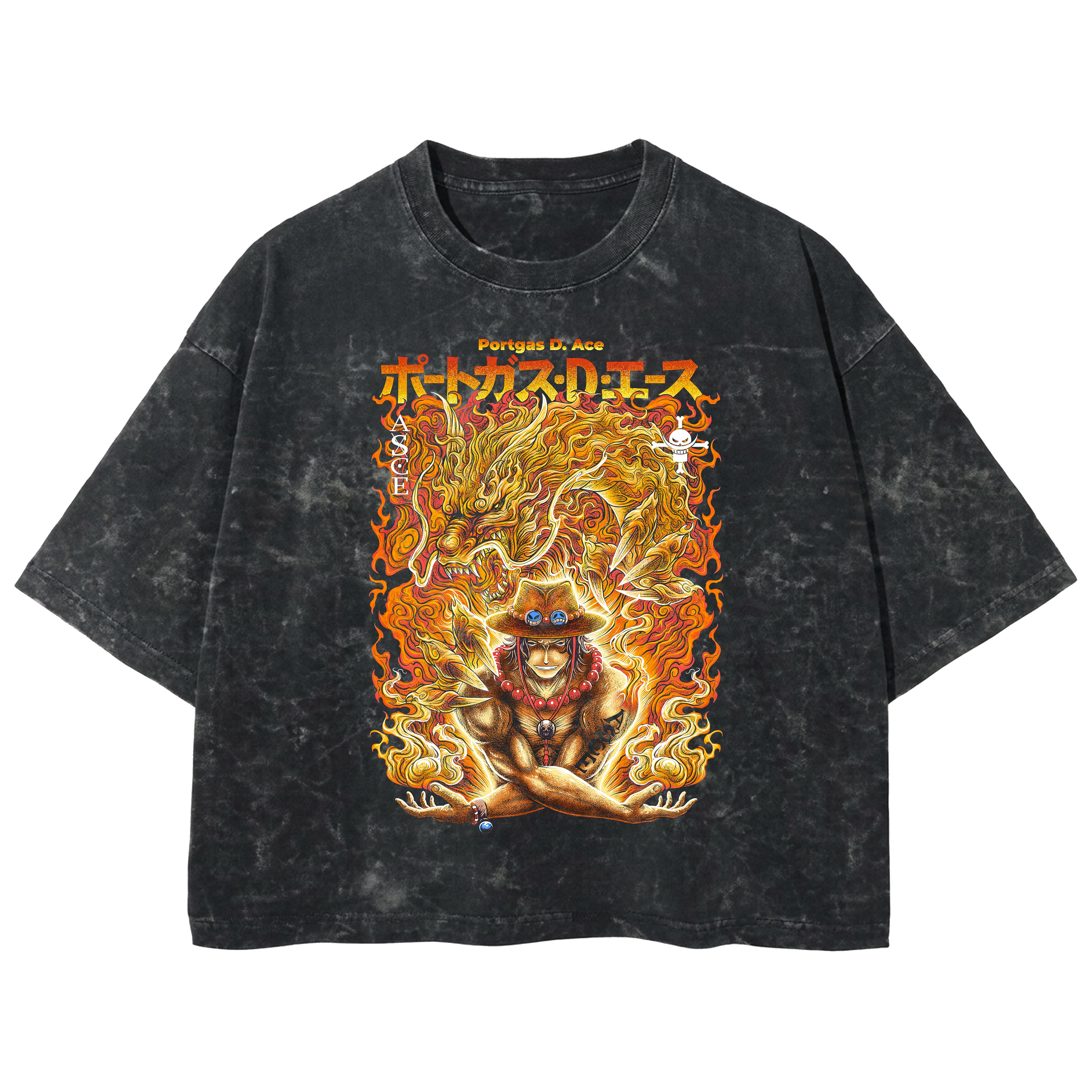 Playera streetwear premium de anime y gaming ExtraLife MX, corte boxy deluxe mineral wash heavyweight en color Acid Wash, moda urbana mexicana de culto.