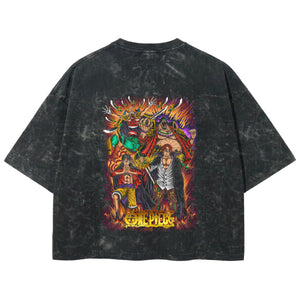 Playera streetwear premium de anime y gaming ExtraLife MX, corte boxy deluxe mineral wash heavyweight en color Acid Wash, moda urbana mexicana de culto.