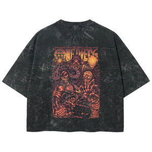 Playera streetwear premium de anime y gaming ExtraLife MX, corte boxy deluxe mineral wash heavyweight en color Acid Wash, moda urbana mexicana de culto.