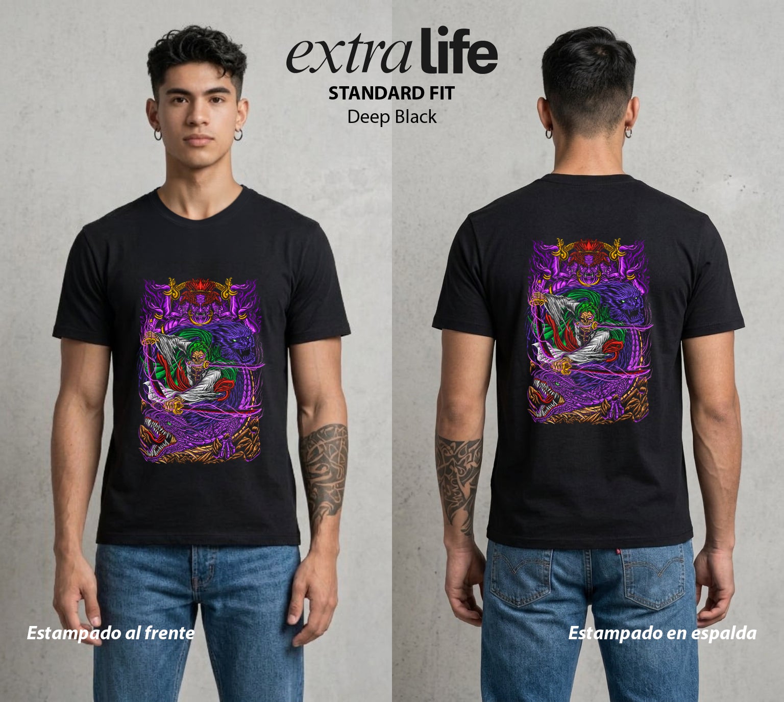 Mar de los Piratas | El Gran Tesoro del Mar #03003 - Playera Standard Fit | Deep Black - Foto en modelo