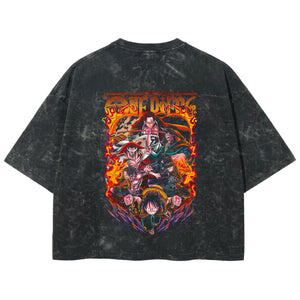 Playera streetwear premium de anime y gaming ExtraLife MX, corte boxy deluxe mineral wash heavyweight en color Acid Wash, moda urbana mexicana de culto.