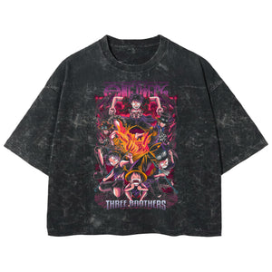 Playera streetwear premium de anime y gaming ExtraLife MX, corte boxy deluxe mineral wash heavyweight en color Acid Wash, moda urbana mexicana de culto.