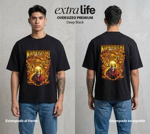 Mar de los Piratas | El Gran Tesoro del Mar #03007 - Playera Oversized Premium | Deep Black - Foto en modelo
