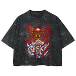 Playera streetwear premium de anime y gaming ExtraLife MX, corte boxy deluxe mineral wash heavyweight en color Acid Wash, moda urbana mexicana de culto.