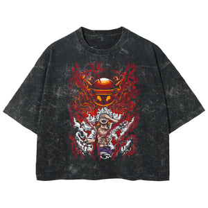 Playera streetwear premium de anime y gaming ExtraLife MX, corte boxy deluxe mineral wash heavyweight en color Acid Wash, moda urbana mexicana de culto.