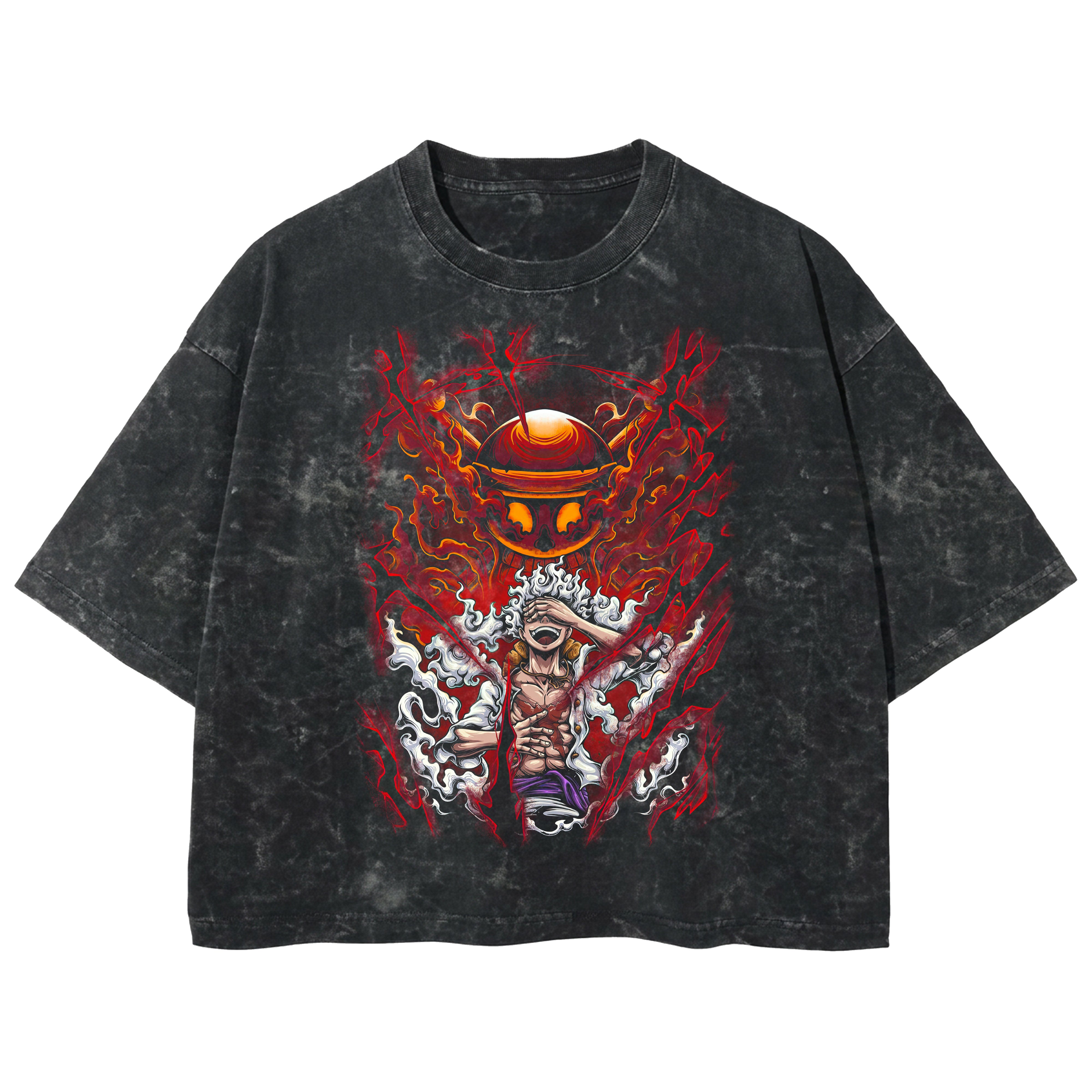 Playera streetwear premium de anime y gaming ExtraLife MX, corte boxy deluxe mineral wash heavyweight en color Acid Wash, moda urbana mexicana de culto.
