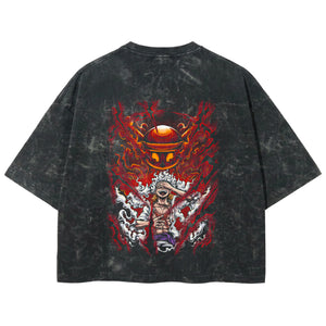 Playera streetwear premium de anime y gaming ExtraLife MX, corte boxy deluxe mineral wash heavyweight en color Acid Wash, moda urbana mexicana de culto.