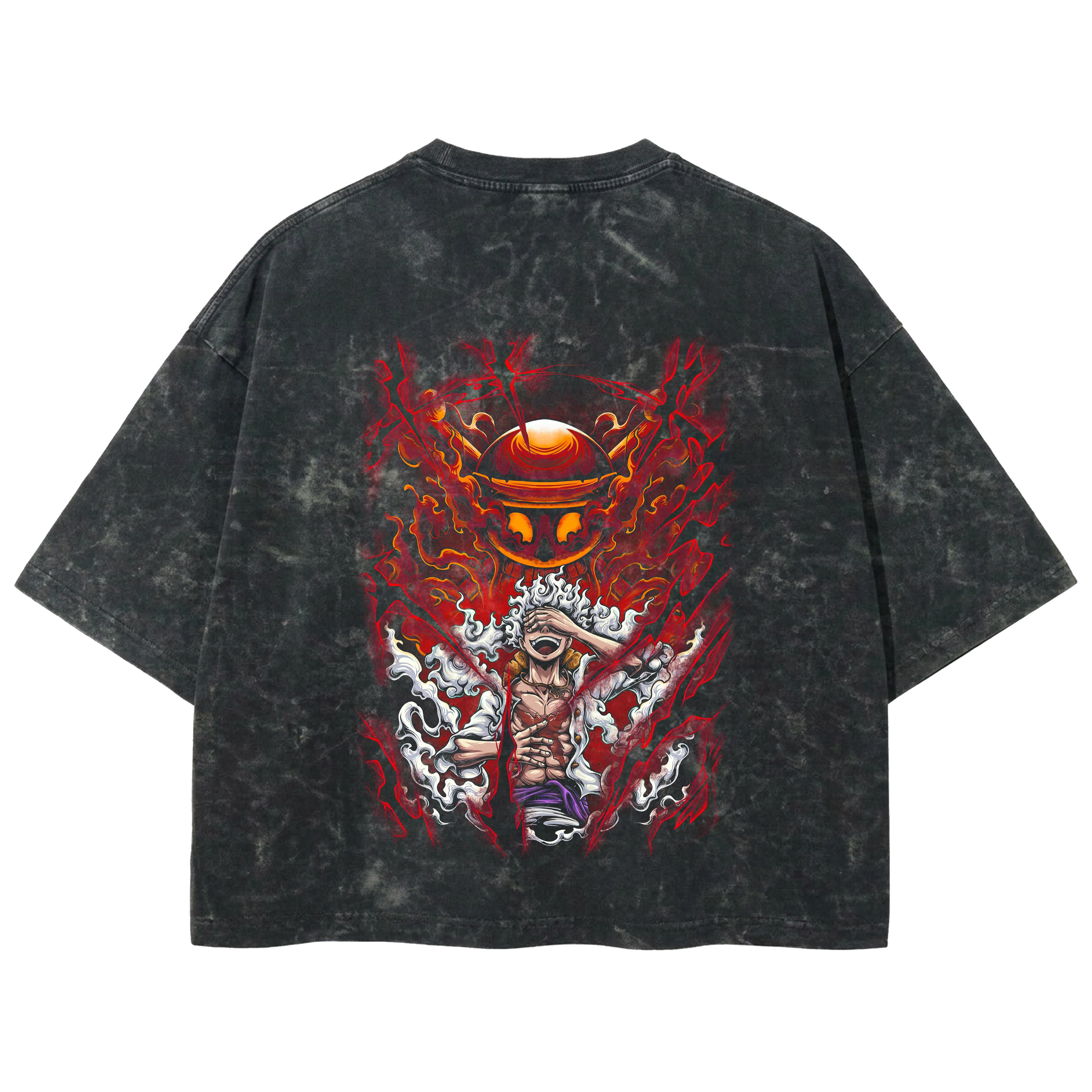 Playera streetwear premium de anime y gaming ExtraLife MX, corte boxy deluxe mineral wash heavyweight en color Acid Wash, moda urbana mexicana de culto.