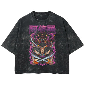Playera streetwear premium de anime y gaming ExtraLife MX, corte boxy deluxe mineral wash heavyweight en color Acid Wash, moda urbana mexicana de culto.