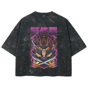 Playera streetwear premium de anime y gaming ExtraLife MX, corte boxy deluxe mineral wash heavyweight en color Acid Wash, moda urbana mexicana de culto.