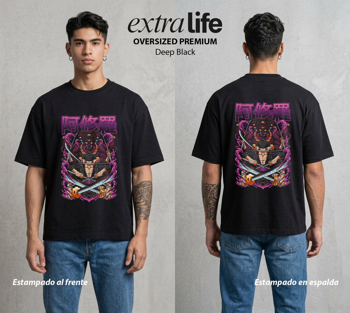 Mar de los Piratas | La Busqueda del Bien #03013 - Playera Oversized Premium | Deep Black - Foto en modelo