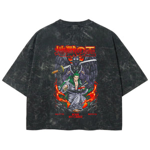 Playera streetwear premium de anime y gaming ExtraLife MX, corte boxy deluxe mineral wash heavyweight en color Acid Wash, moda urbana mexicana de culto.
