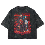 Playera streetwear premium de anime y gaming ExtraLife MX, corte boxy deluxe mineral wash heavyweight en color Acid Wash, moda urbana mexicana de culto.