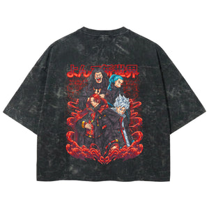 Playera streetwear premium de anime y gaming ExtraLife MX, corte boxy deluxe mineral wash heavyweight en color Acid Wash, moda urbana mexicana de culto.