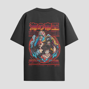 Playera urbana de anime y gaming ExtraLife MX, corte Standard Fit unisex ligero y transpirable en color Deep Black y Pure White, ropa de uso diario para gym y casual.