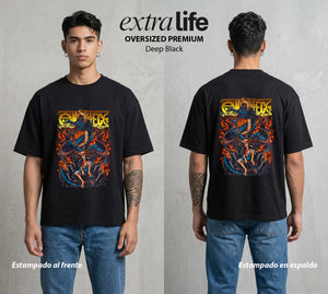 Mar de los Piratas | El Gran Tesoro del Mar #03018 - Playera Oversized Premium | Deep Black - Foto en modelo