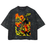 Playera streetwear premium de anime y gaming ExtraLife MX, corte boxy deluxe mineral wash heavyweight en color Acid Wash, moda urbana mexicana de culto.