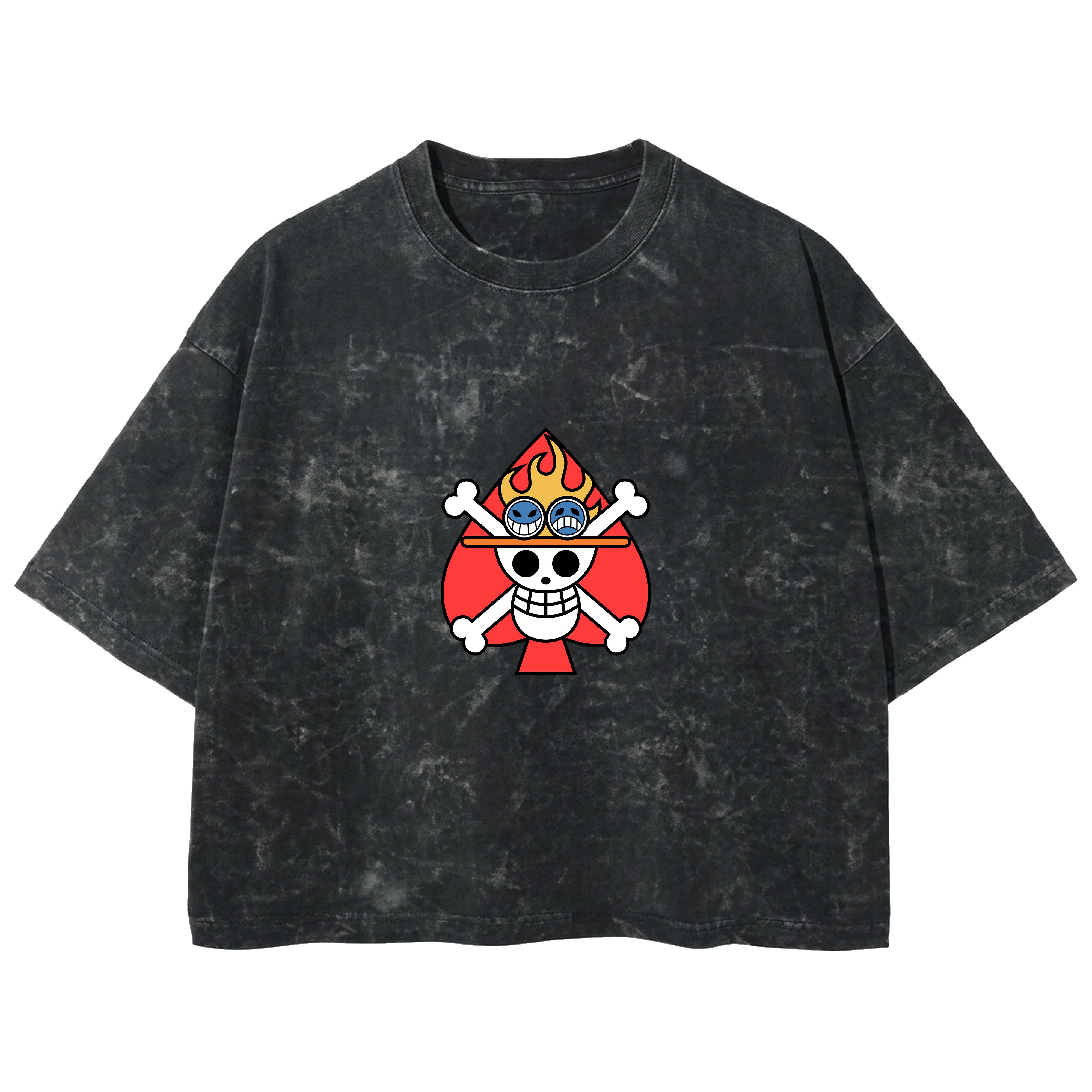 Playera streetwear premium de anime y gaming ExtraLife MX, corte boxy deluxe mineral wash heavyweight en color Acid Wash, moda urbana mexicana de culto.