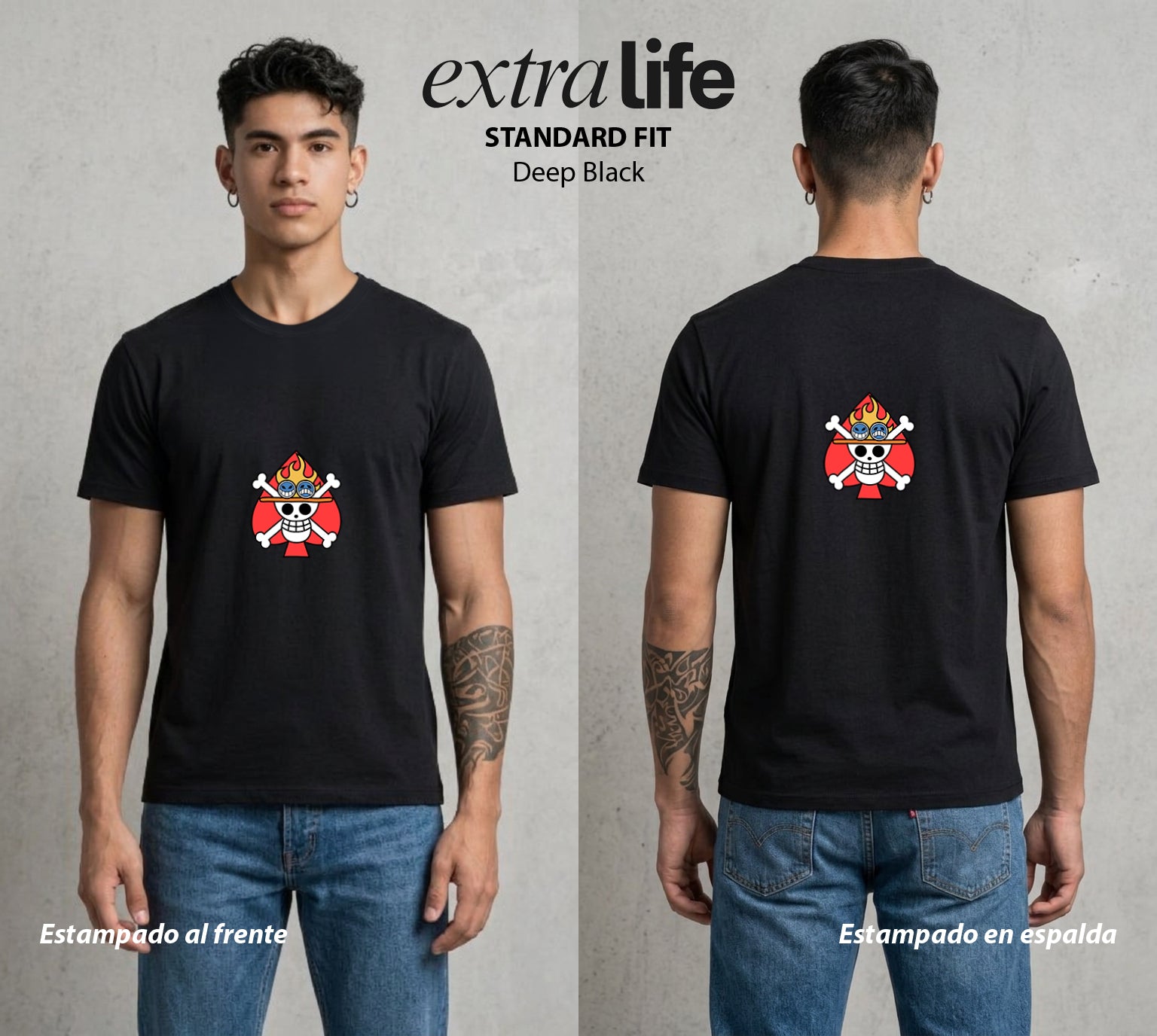 Mar de los Piratas | Llama del Mar #03020 - Playera Standard Fit | Deep Black - Foto en modelo