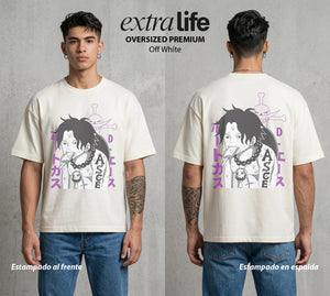 Mar de los Piratas | Hermano de Goma #03026 - Playera Oversized Premium | Off White - Foto en modelo