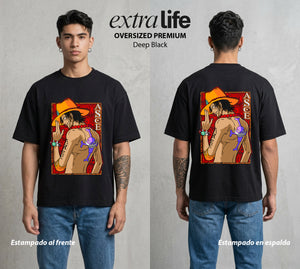 Mar de los Piratas | El Capitan de Fuego #03028 - Playera Oversized Premium | Deep Black - Foto en modelo