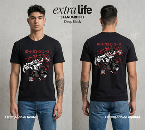 Mar de los Piratas | Puño de Fuego #03029 - Playera Standard Fit | Deep Black - Foto en modelo