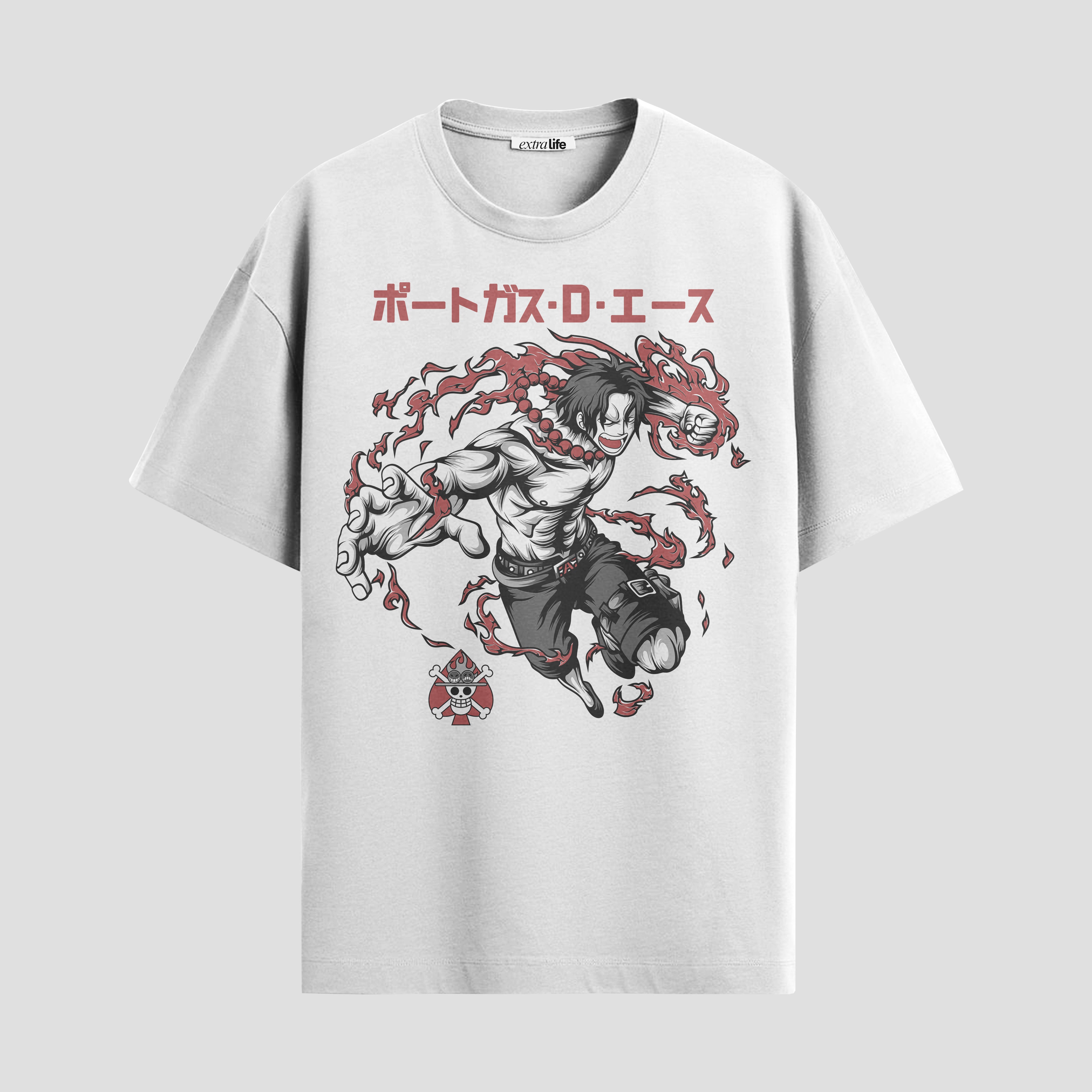 Playera urbana de anime y gaming ExtraLife MX, corte Standard Fit unisex ligero y transpirable en color Deep Black y Pure White, ropa de uso diario para gym y casual.